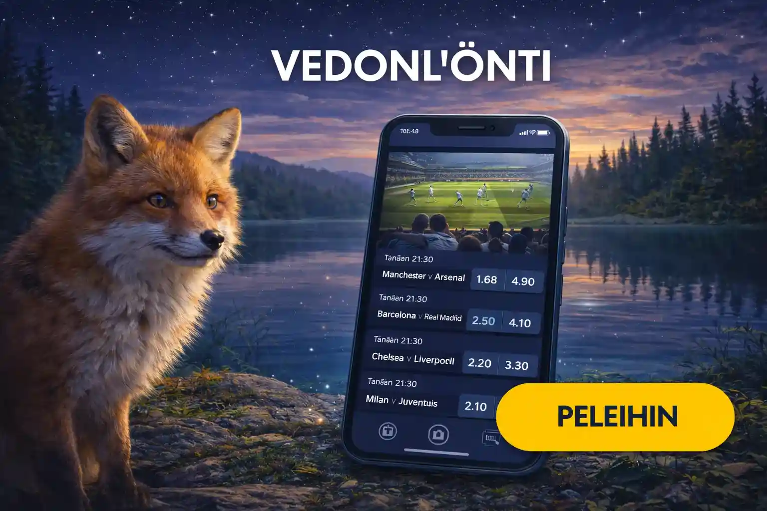 Kettu tarkistaa urheiluvedonlyöntiä mobiilisovelluksessa